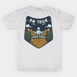 Spaceship Desert Badge Illustration T-Shirt